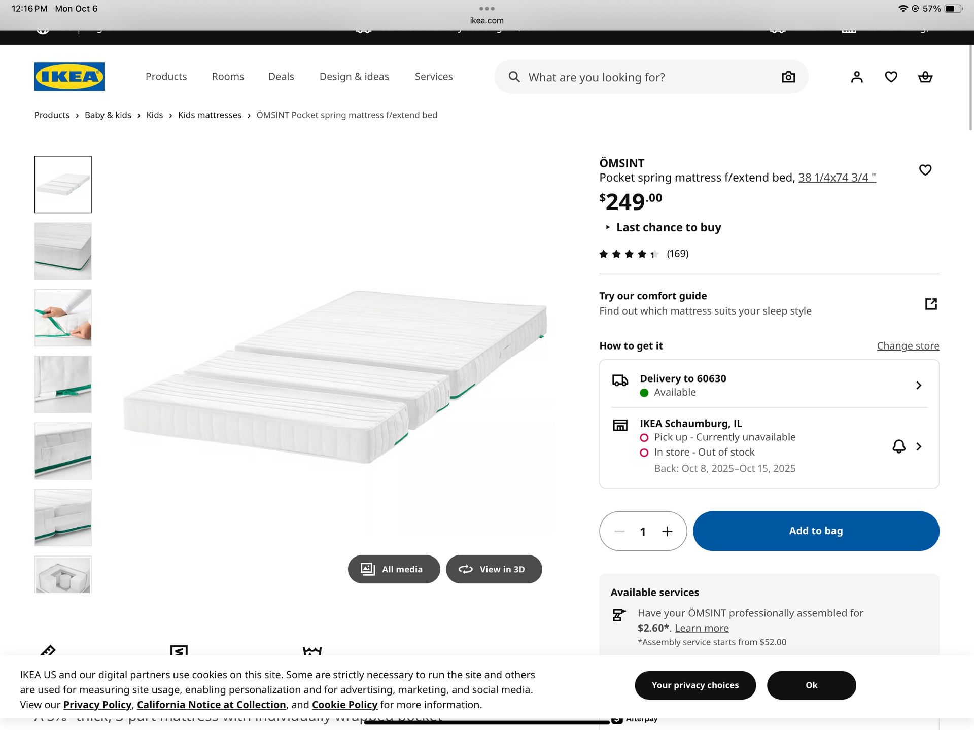 2 Omsint Ikea Twin Bed Mattress