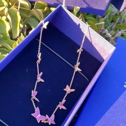 NWT SWAROVSKI LILIA STRANDAGE MULTICOLORED LONG NECKLACE ROSE GOLD PLATED (contact info removed) Christmas gift girl friend wife