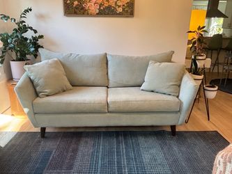 Mid-Century Modern Light Sage Green Sofa