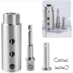 Moalaok Trailer Jack Drill Adapter Compatible With 1 Inch Jack Drive Shaft Stainless Steel Handle Cordless Drill Adapter With Socket Bit Attachment Fo