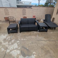 Outdoor Patio Furniture Set – Loveseat, Lounge Chair & Tables