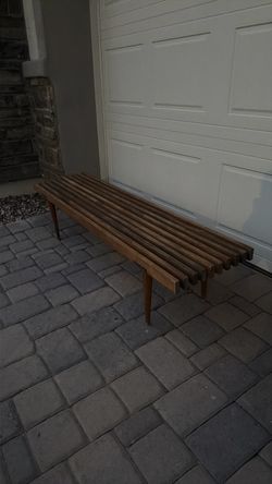 Mid Century Walnut Slat Bench