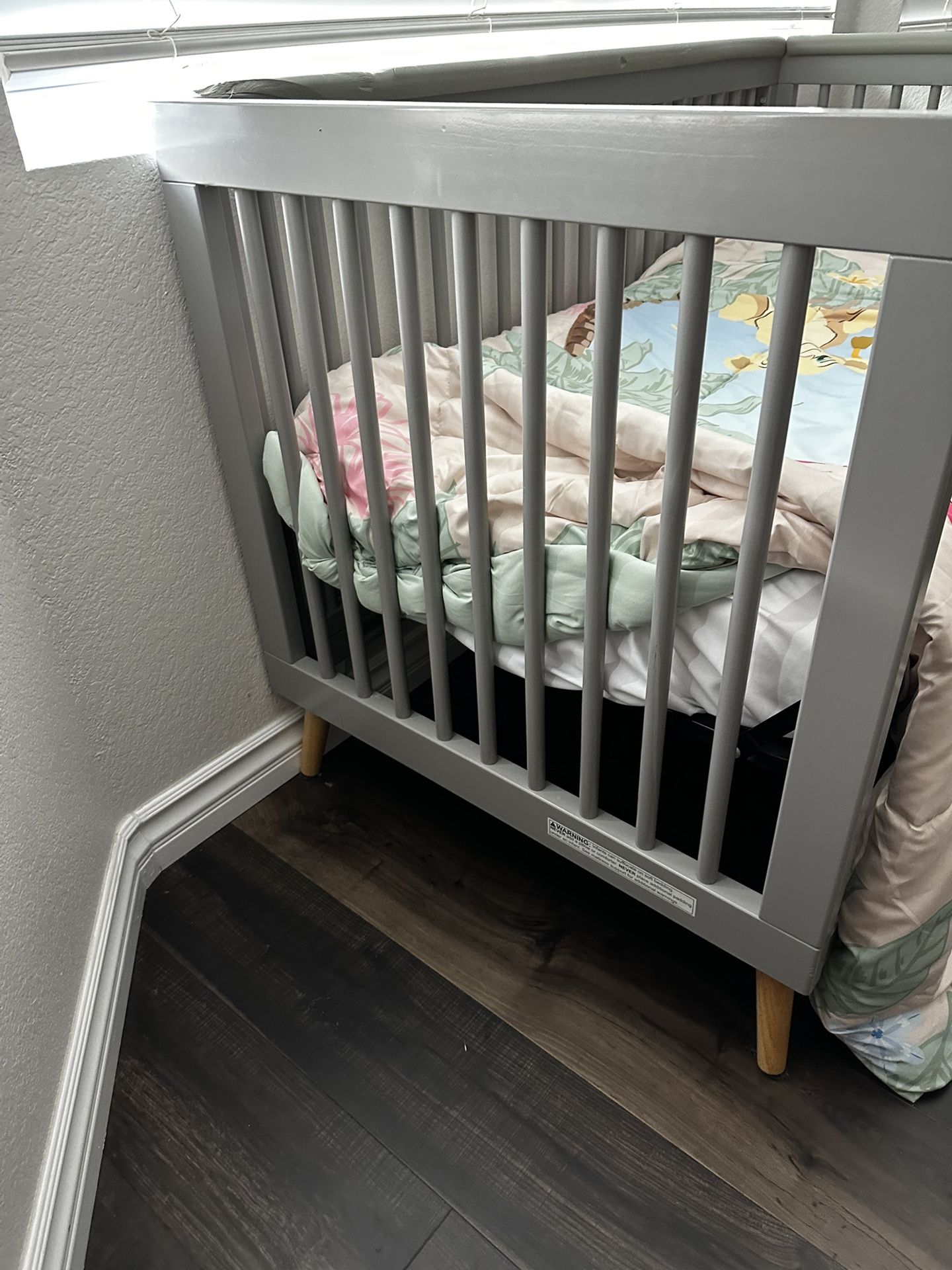 Grey Matching Crib/toddler Bed, Dresser, And Changing Table