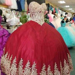 Red And Gold Quinceañera Dress