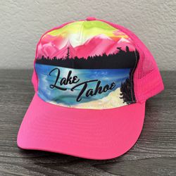 Lake Tahoe Souvenir Airbrushed Trucker Style Snapback Hat One Size