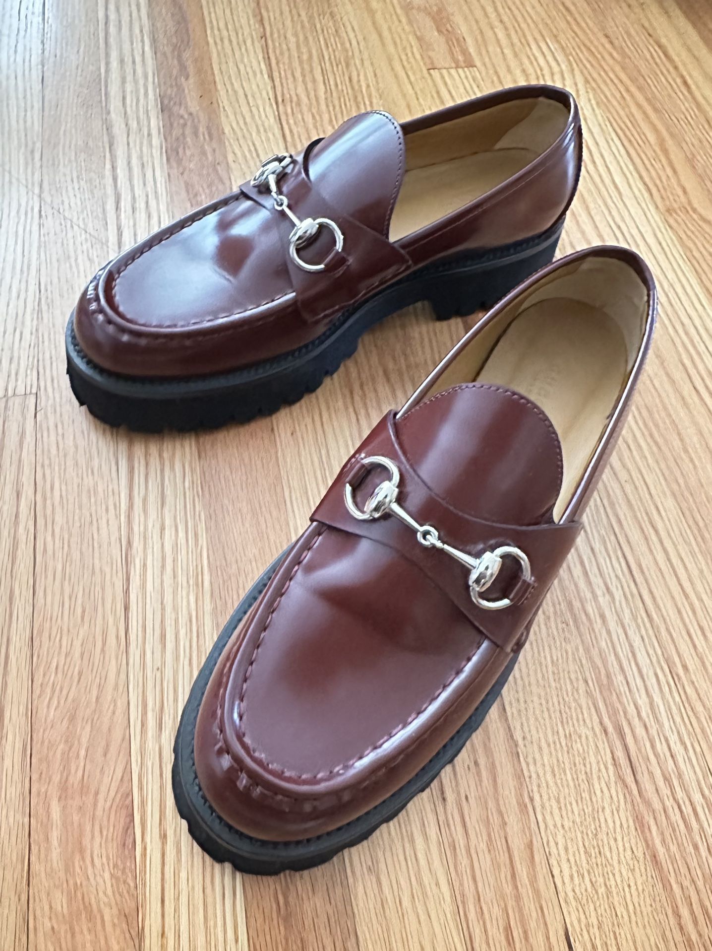 Women’s Gucci Sylke Leather Bit Creeper-Style Loafers