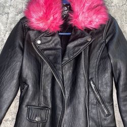 New Leather Jacket With Pink fur