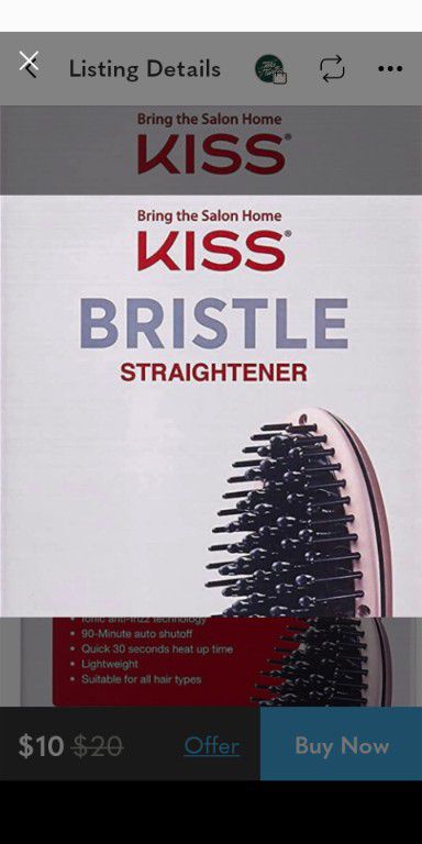 KISS Bristle Hair Brush Straightener 