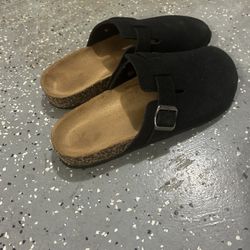 Grain Leather Memory Foam Slides 10.5 mens