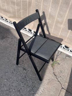 Black Wood Folding Chair with Padded Seat