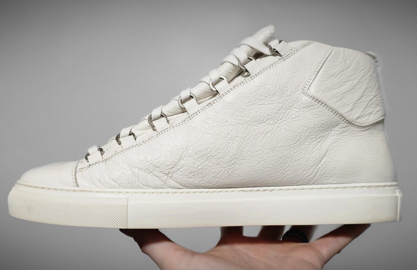 Balenciaga Arena Leather White High Top Sneaker Size 45 Or MENS US