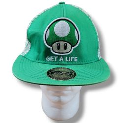 Nintendo Super Mario Hat Size Large XL L/XL Embroidery 1-UP Mushroom Get A Life