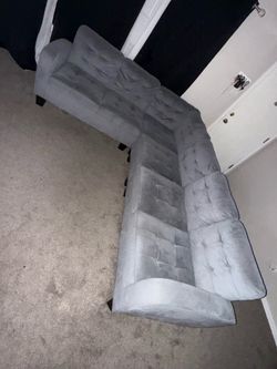 Grey Tuffed Sectional Sofa