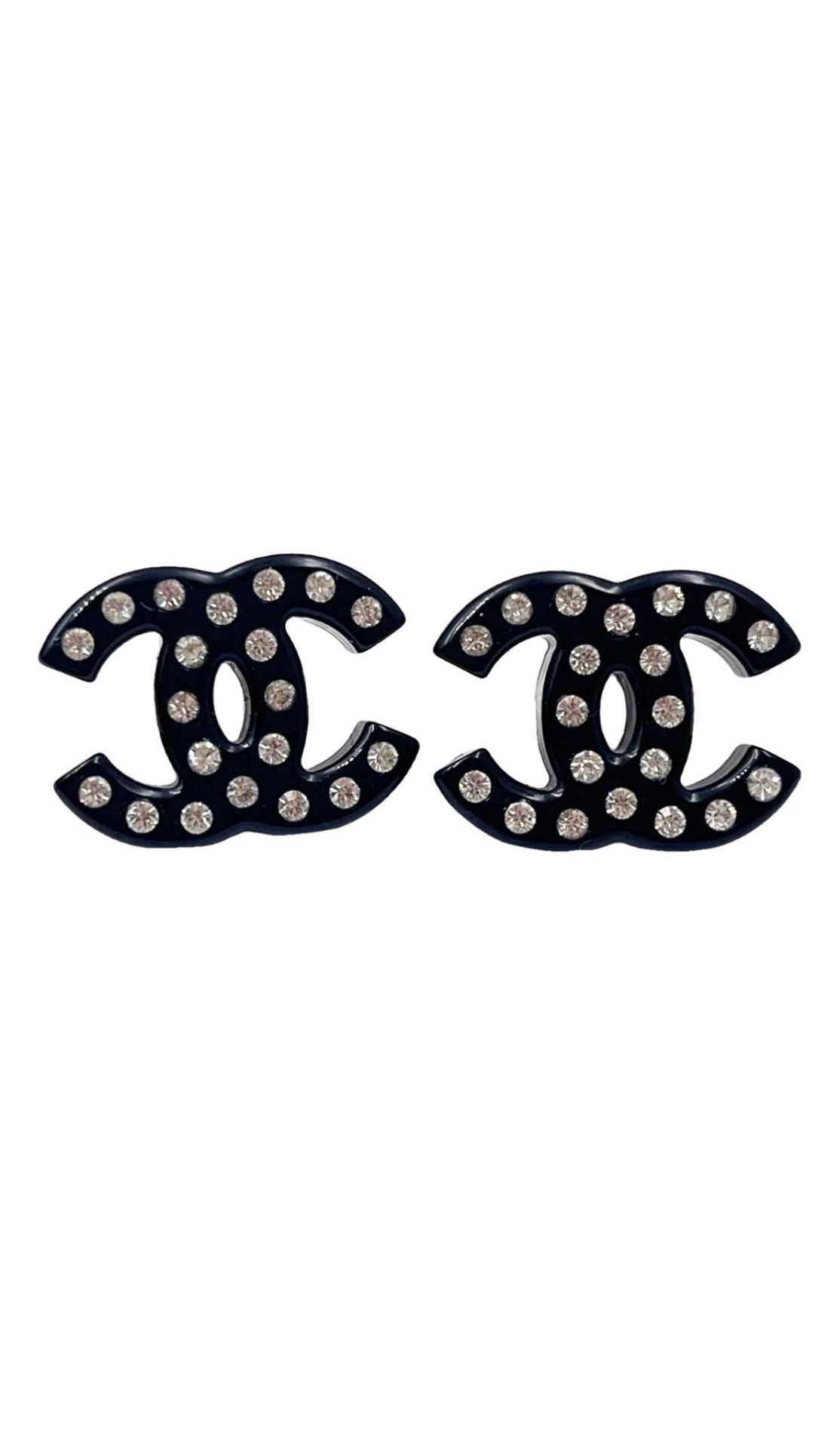 Black And Crystal Chanel Earrings