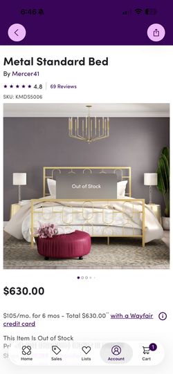 King Sized Gold Metal Bed Frame