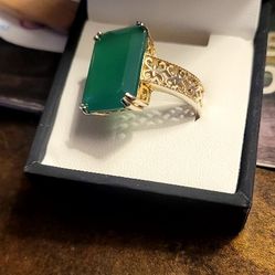 Green Chalcedony Stone.Ring