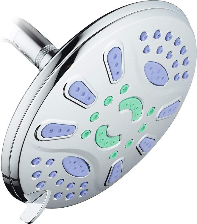 AquaStar Elite High-Pressure 7" Giant 6-setting Luxury Spa Rain Shower Head with Microban Antimicrobial Anti-Clog Jets for More Power & Less Cleaning!