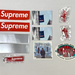 Supreme 11 Items Bundle: Webbing Key-chain, Parachute Toy (Set of 2), 8 Stickers NEW