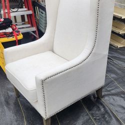 Modern White Wingback Chair
