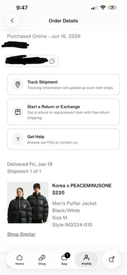 Nike Peaceminusone Puffer Jacket Size M