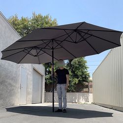 (NEW) $85 Large 15 FT Double Sided Umbrella Outdoor Patio Garden Yard (Weight base not included) 