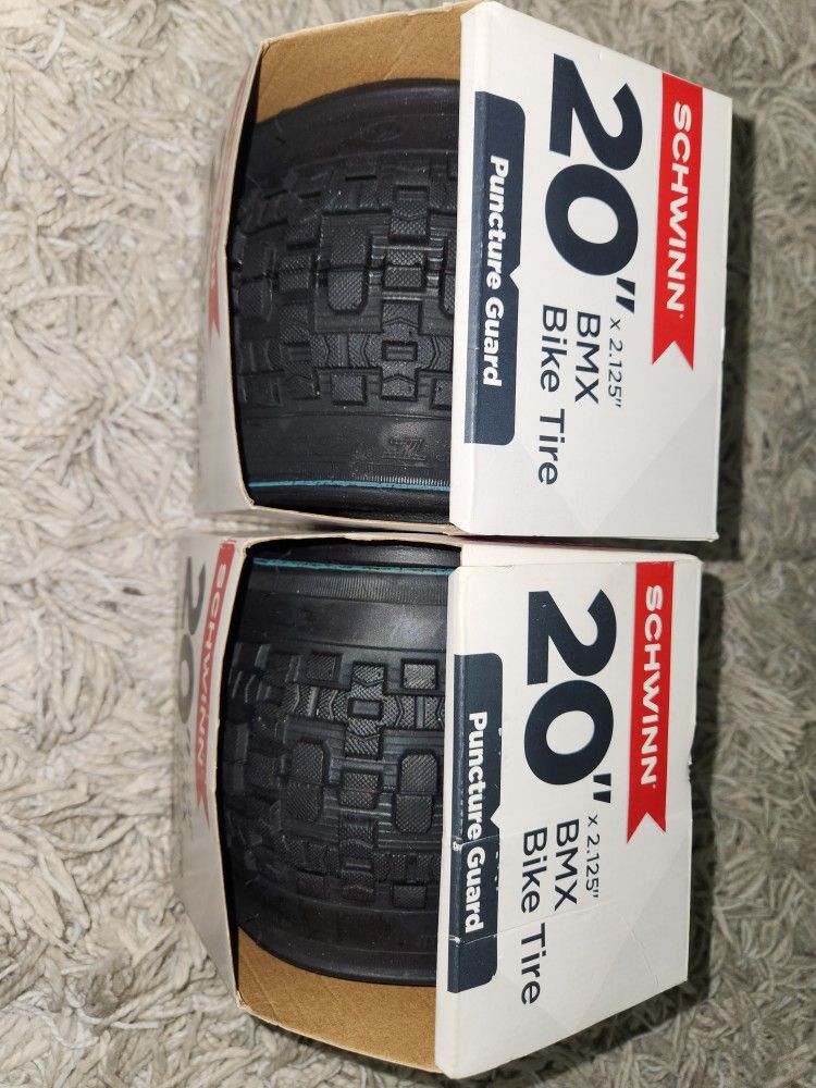 (2) Schwinn 20" BMX Bike Tire w/ Puncture Guard 20" x 2.125" Black