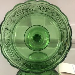 Vintage EO Brody M6000 I Green Pedestal Compote Candy Dish, Fruit Bowl 6.5" x 5.5" OBO