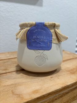 Anthropologie Jam Jar Petite Preserves PEACH & NECTARINE Ceramic Scented Candle NEW