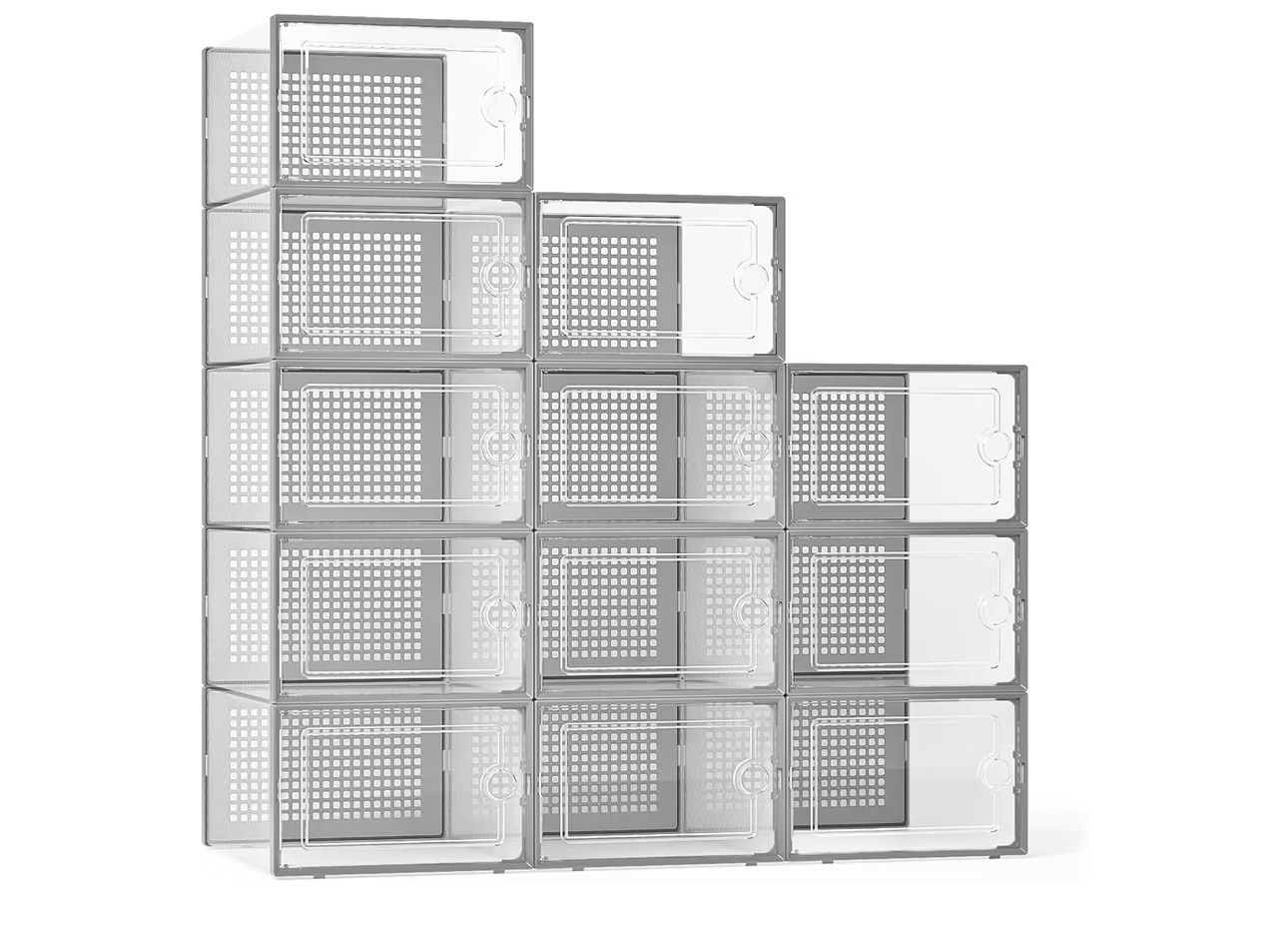 6 Pack Stackable Shoe Storage Organizer ( clear gray)