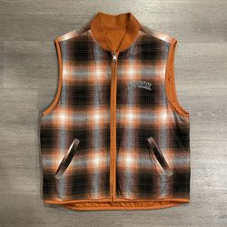 FW17 Supreme Reversible Shadow Plaid Vest Orange Size Medium Pre-owned