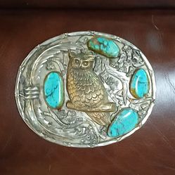 Silver & Turquoise Belt Buckle 