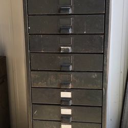 Vintage Hobart 13 Drawer Vertical Metal Shop Cabinet