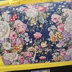 Hard cardboard pink flower large Jewelry box with mirror and many compartments all in Excellent condition.