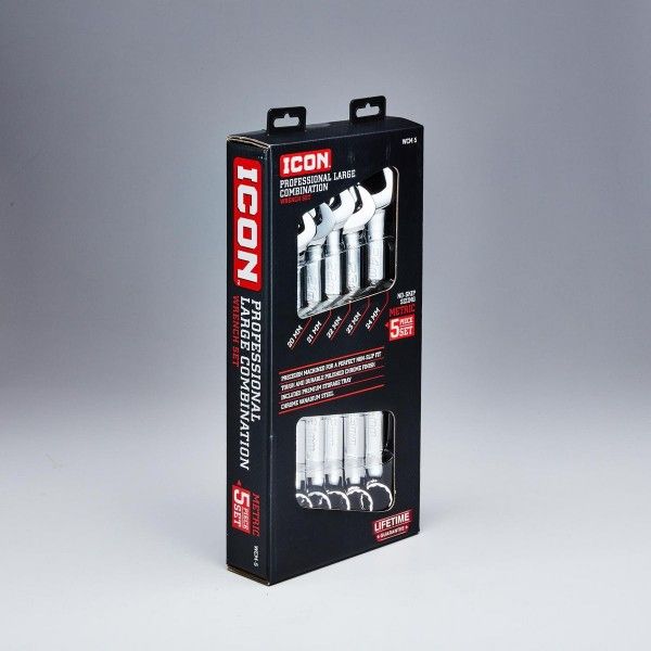ICON Professional Large Metric Combination Wrench Set, 5 Piece