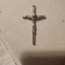 Silver Cross With Jesus Marked In Front INRI And Stamped Italy