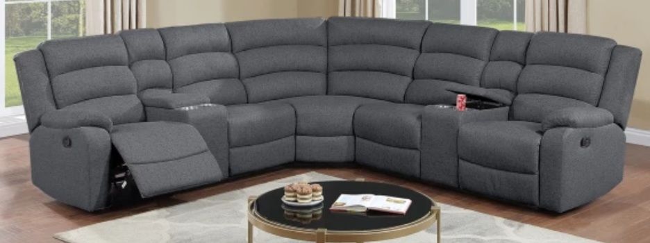Brand New Grey Reclining Sectional Sofa