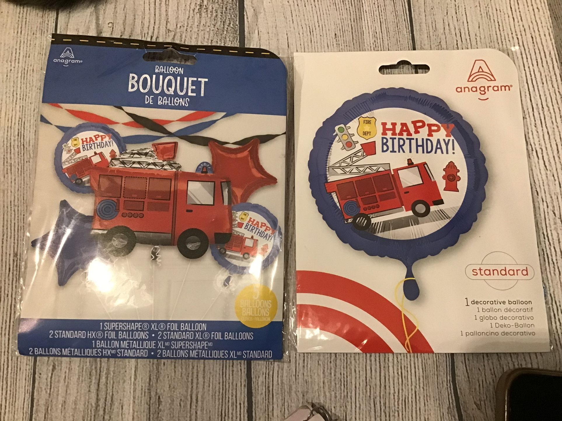 Fire Truck Birthday 5 Bouquet Balloons & 1 Standard Balloon-NEW