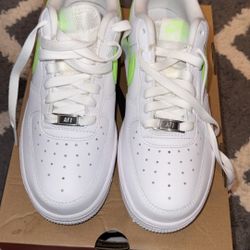 White Action Green Air Force Ones