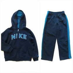 NIKE Boys zip up hoodie and sweatpants matching set blue size 7 