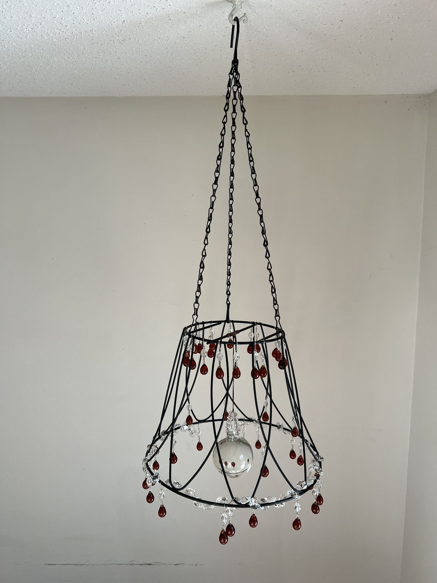 Chic Beaded Boho Style Chandelier Amber & Clear Beads Home Decor