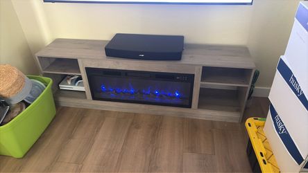 Fireplace tv stand with heater and remote
