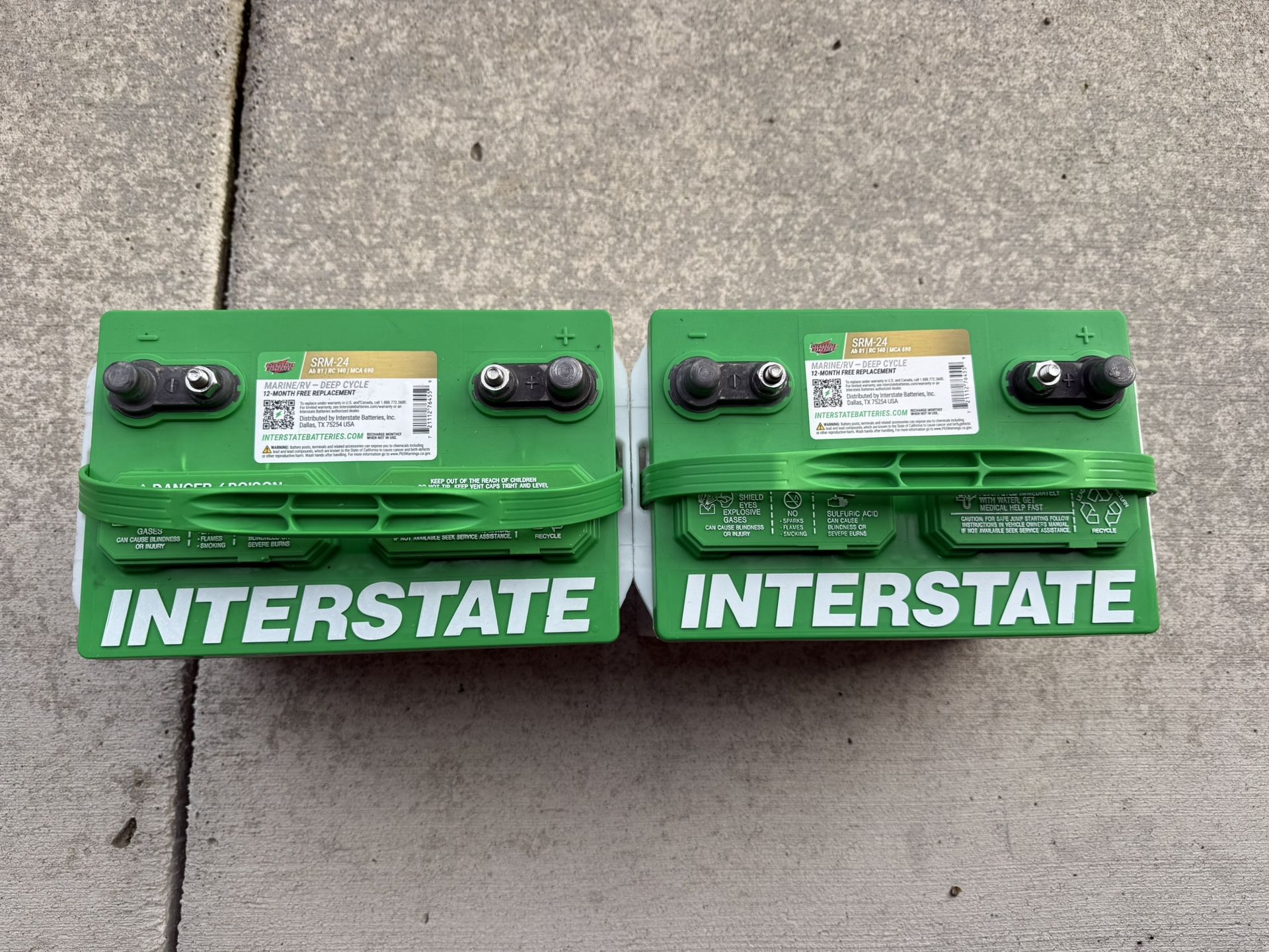 New Interstate Deep Cycle RV/Marine Battery x 2