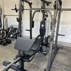 Vesta Fitness Smith Machine 2001 w/Bench Attachment | 230lb Bumpers Weights | 7ft Olympic Bar | Fitness | Gym Equipment | FREE DELIVERY🚚 