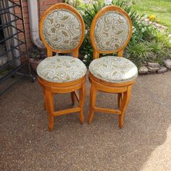 Two Matching Swivel Bar Stools 