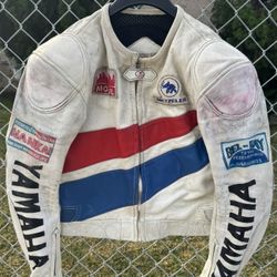 Vintage VERY RARE FIELDSHEER Yamaha Real Leather Racing Moto Jacket Size 42/52