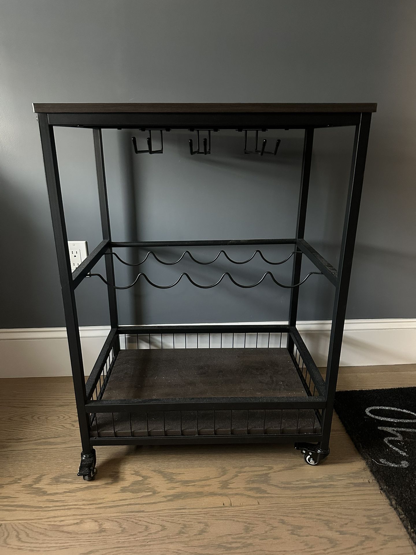 Metal and Wood Bar Cart