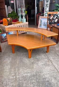 Mid Century corner Table Sofa Table bamboo