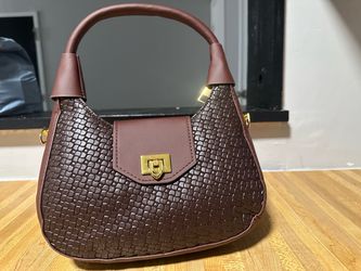 Brown Woven Leather Mini Handbag