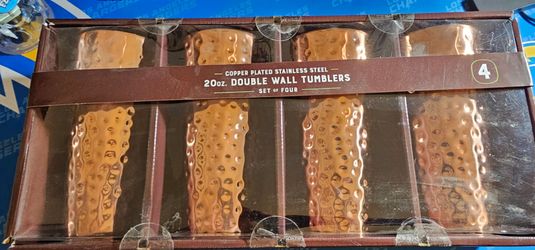 Copper Plated 20oz Double Wall Tumblers Set of 4