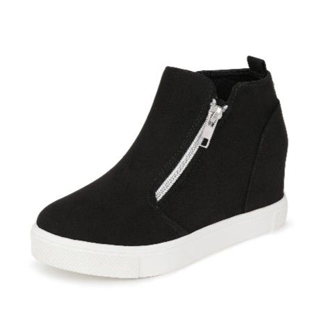 Black Wedge Heel Sneakers